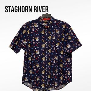 NWT STAGHORN RIVER QUALITY OUTDOOR APPAREL Shirt XXL Beer Fireworks USA